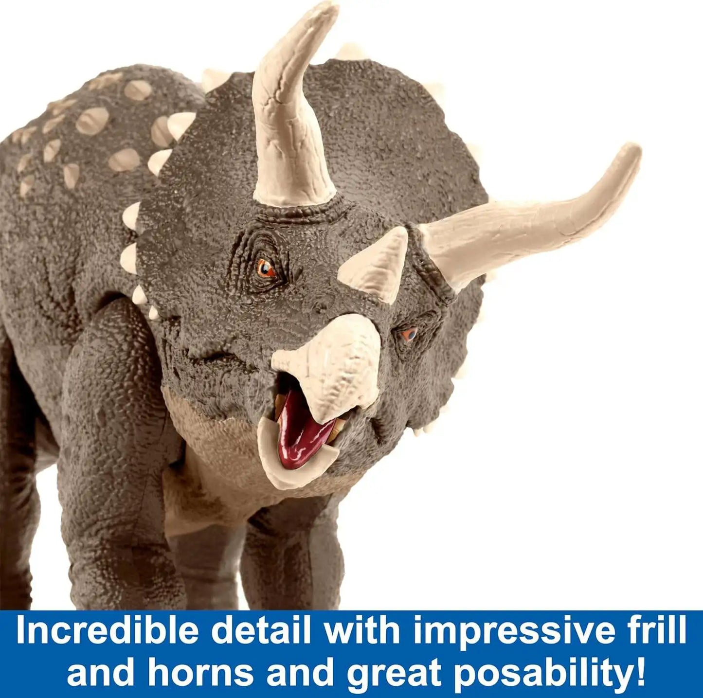 Mattel Jurassic World Dinosaur Toy, Habitat Defender Triceratops Action Figure Made from 60 Per Cent ISCC Certified Plastic