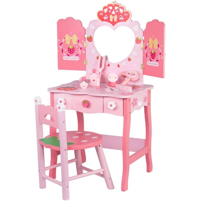 Wooden Pink Princess Dressing Table