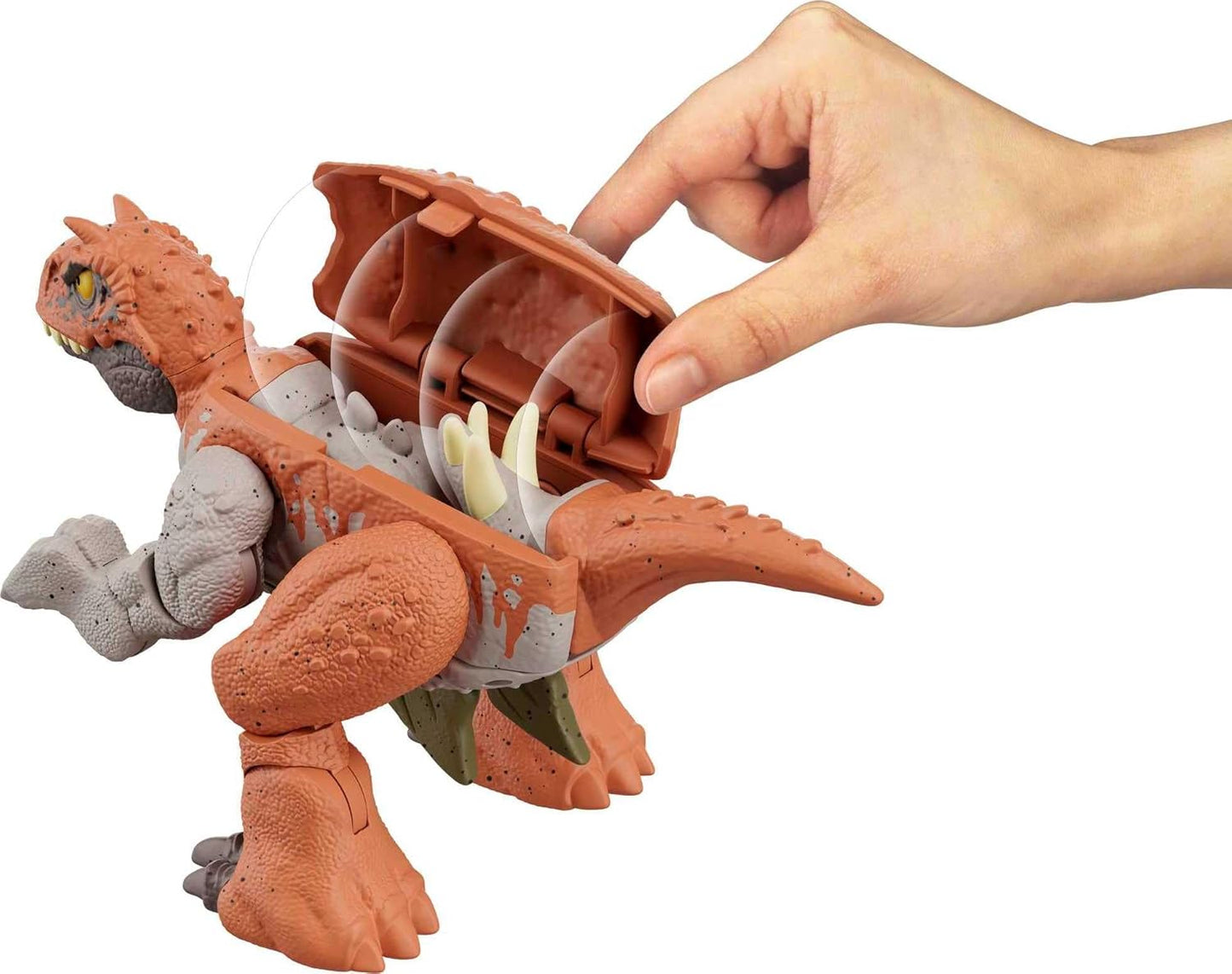 Mattel Jurassic World Fierce Changers 2-in-1 Dinosaur Figure, Double Danger Transforming Toy, Carnotaurus to Stegosaurus, 11 Steps