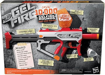 Nerf Pro Gelfire Mythic Full Auto Blaster & 10,000 Gelfire Rounds, 800 Round Hopper, Rechargeable Battery, Eyewear
