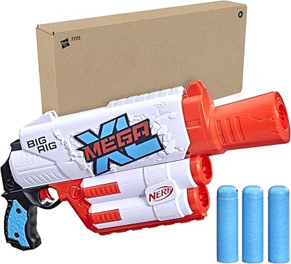 NERF Mega XL Big Rig Blaster, Largest Mega Darts Ever, 3 Mega XL Whistler Darts, XL Dart Blasting, Onboard Dart Storage