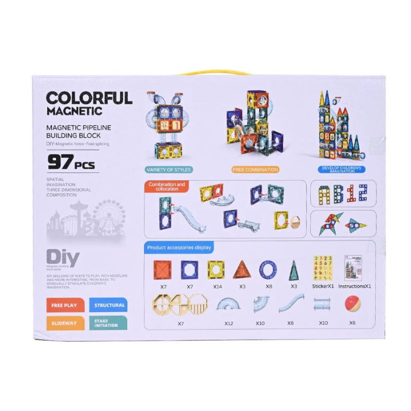 Colorful Magnetic Pipeline Building Blocks 97 Pcs