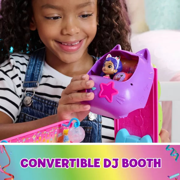Gabby’s Dollhouse Celebration Party Bus, Transforming Playset with Gabby & DJ Catnip Toy Figures & Dollhouse Accessories