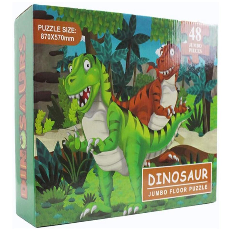 Jumbo Jigsaw Floor Puzzle Educational Toy, Easy-Clean Surface, Promotes Hand-Eye Coordination, Extra-Thick Cardboard Construction, 48 Pieces, 34.3" x 22.4" Dinosaur Jurassic