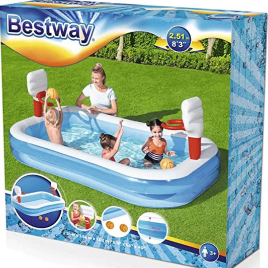 BESTWAY Basketball Play Above Ground Pool For Kids 8ft 3in x 5ft 60in x 3ft 6in