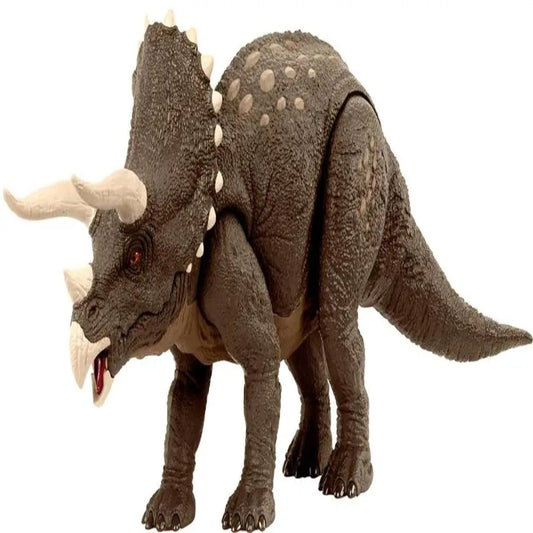 Mattel Jurassic World Dinosaur Toy, Habitat Defender Triceratops Action Figure Made from 60 Per Cent ISCC Certified Plastic