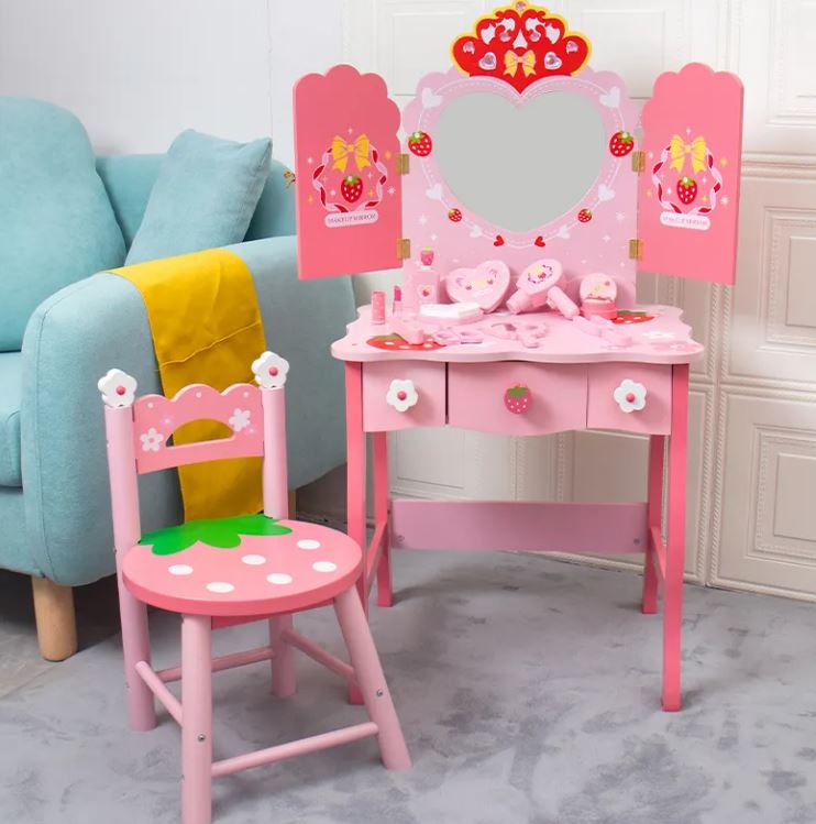 Wooden Pink Princess Dressing Table