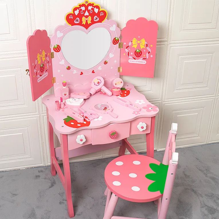 Wooden Pink Princess Dressing Table