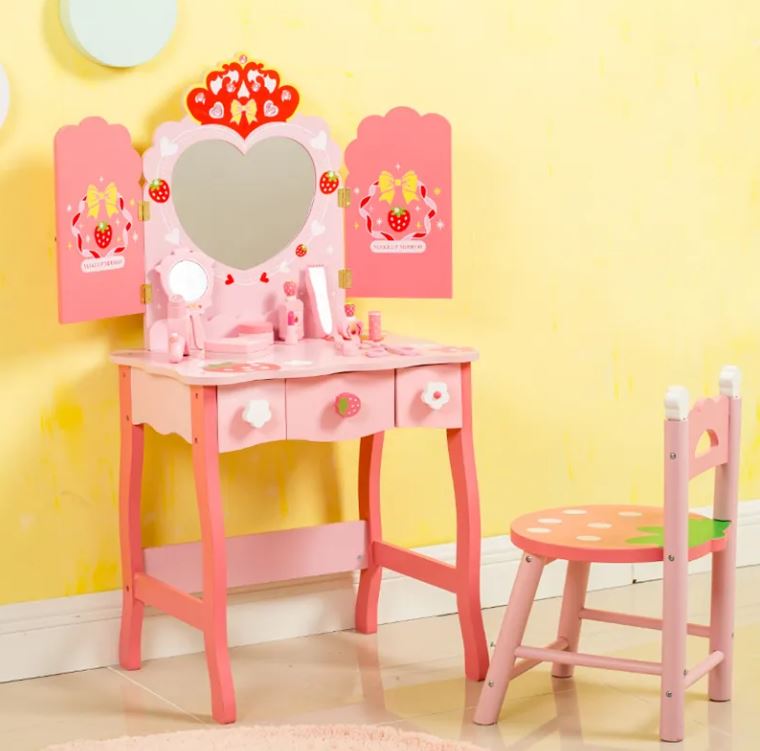 Wooden Pink Princess Dressing Table