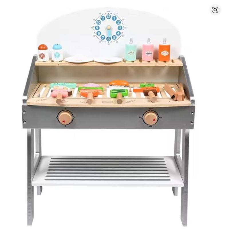 Children's barbecue table wooden kitchen toys play house simulation BBQ grill children's educational toy