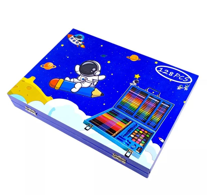 Astronaut Theme Design Customized Kids Color Set Suitcase – Set of 128 Piece | 6 Year +