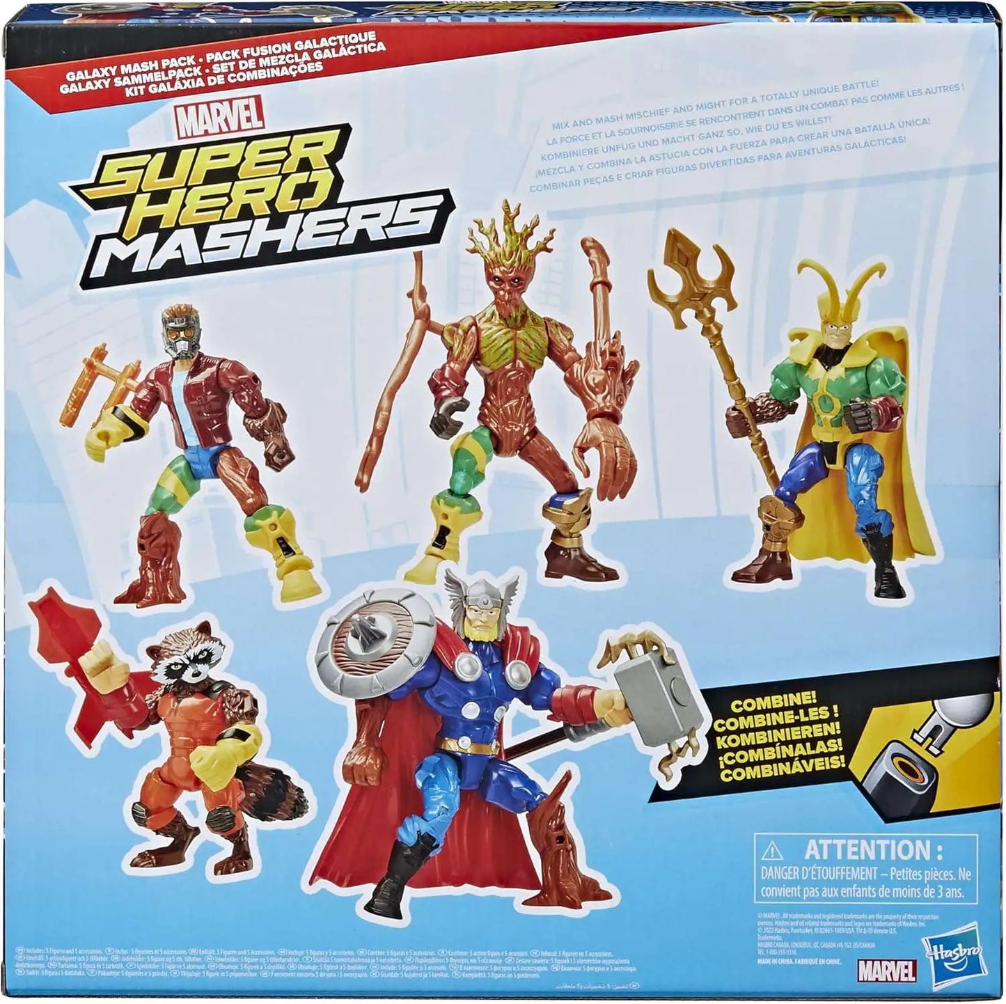 Marvel Super Hero Mashers Thor, Star-Lord, Groot, Loki & Rocket Raccoon Action Figure 5-Pack [Galaxy Mash Pack]