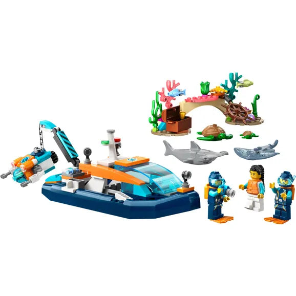 LEGO® 60377 City Explorer Diving Boat Set with Submarine Toy