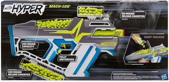 NERF Hyper Mach-100 Fully Motorized Blaster 80 Hyper Rounds Brand New