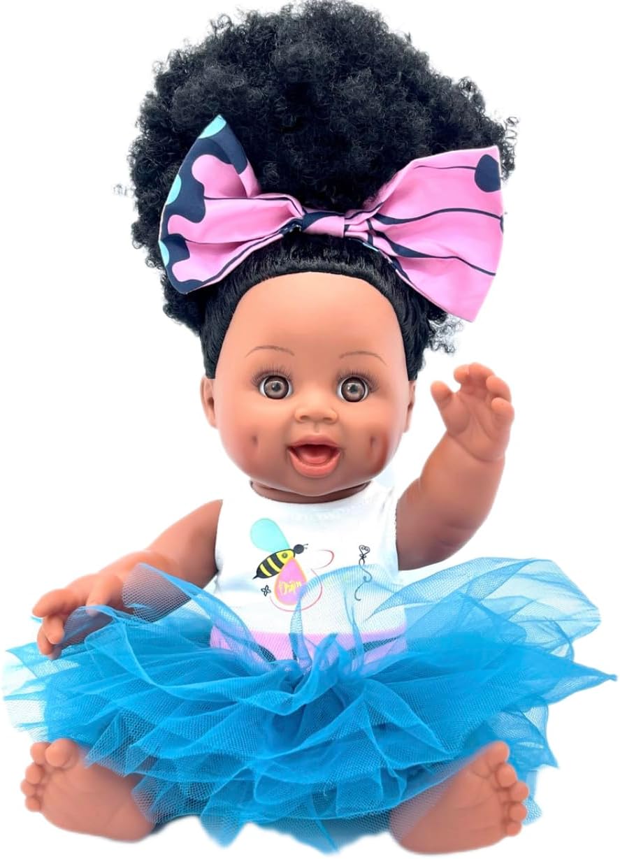 Orijin Bees Positively Puffy Baby Bee Doll - Black Hair with Brown Eyes