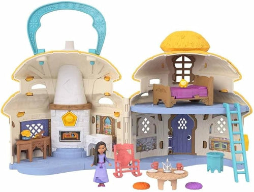 Mattel Disney's Wish Mini Doll & Dollhouse Playset, Asha of Rosas Cottage with Micro Doll, Star Figure & 15+ Furniture & Accessories, Travel Toys