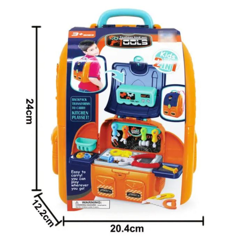 Tool Set Toy Backpack Kids Engineer 2in1