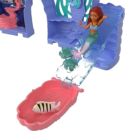 Mattel Disney The Little Mermaid Storytime Stackers Playset, Ariel’s Grotto Stackable Doll House with Small Doll & 10 Accessories
