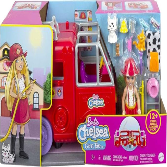 Barbie® Chelsea™ Fire Truck Playset, Chelsea™ Doll (6 inch), Fold Out Firetruck, 15+ Storytelling Accessories,Stickers 3 & Up