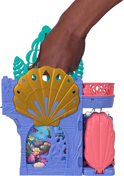 Mattel Disney The Little Mermaid Storytime Stackers Playset, Ariel’s Grotto Stackable Doll House with Small Doll & 10 Accessories