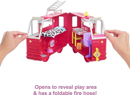 Barbie® Chelsea™ Fire Truck Playset, Chelsea™ Doll (6 inch), Fold Out Firetruck, 15+ Storytelling Accessories,Stickers 3 & Up