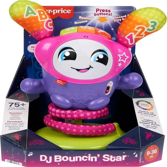 Fisher-Price Baby & Toddler Learning Toy DJ Bouncin’ Star with Music Lights & Bouncing Action