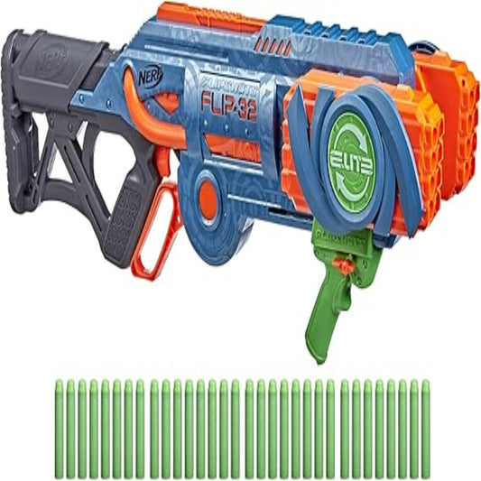 Nerf Elite 2.0 Flipshots Flip-32 Blaster, Rotating Dart Barrels, 32-Dart
