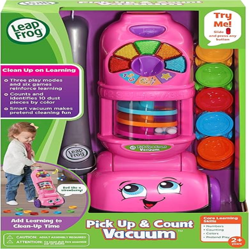 LeapFrog Pick up & Count Vacuum Cleaner Colorful Play Set W/6 Games Lights Gp3