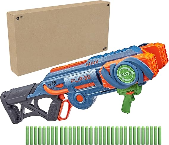 Nerf Elite 2.0 Flipshots Flip-32 Blaster, Rotating Dart Barrels, 32-Dart