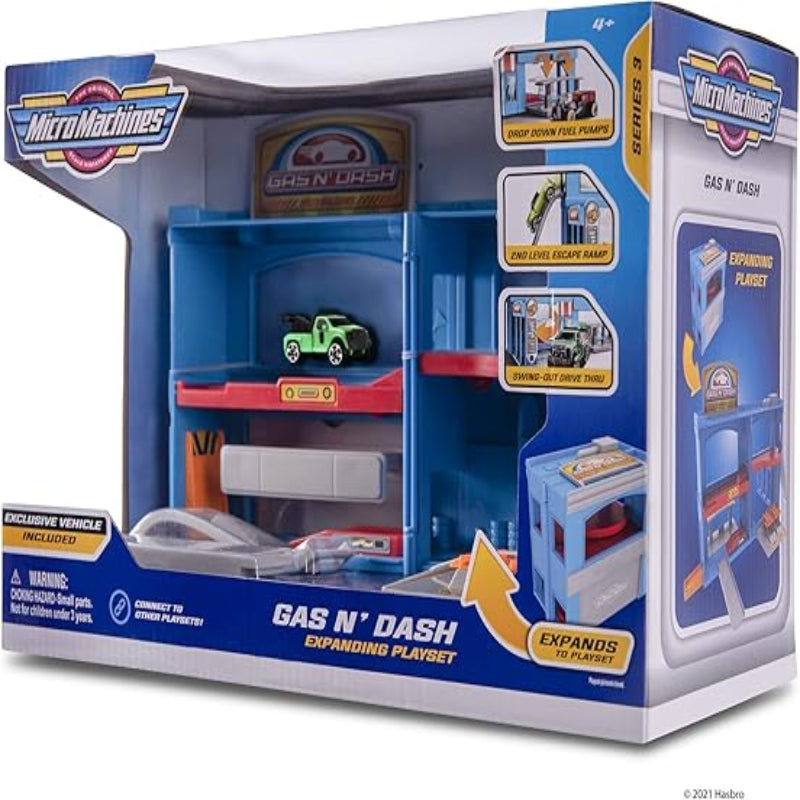 Micro Machines Micro Gas N’ Dash Expanding Playset With Exclusive Vehicle