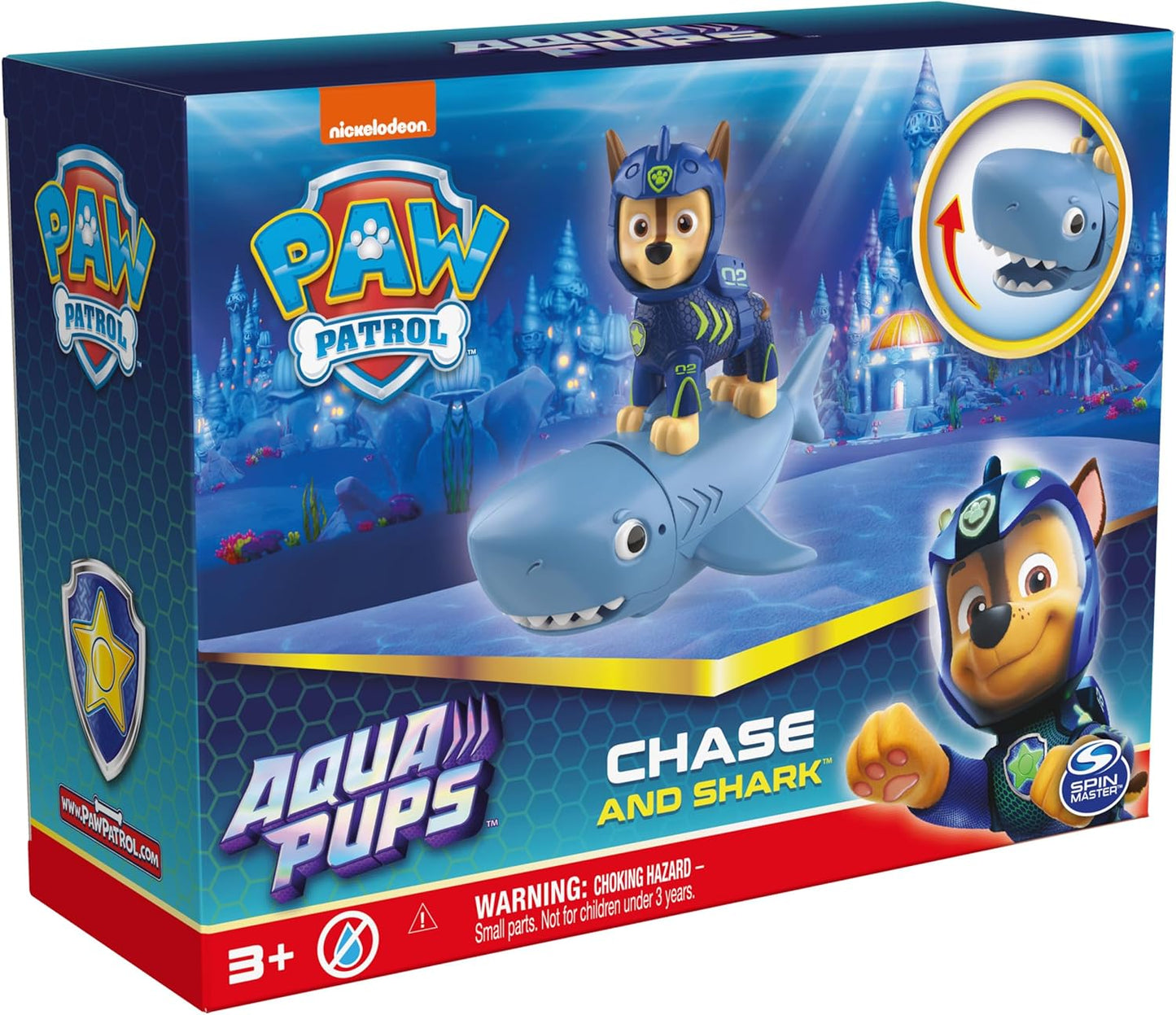 Paw Patrol, Aqua Pups Chase and Shark Action Figures Set, Kids Toys for Ages 3 and up