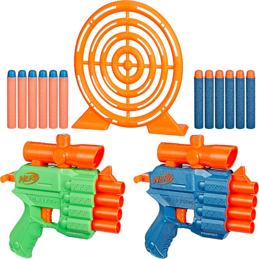 Nerf Elite 2.0 Face Off Target Set, Includes 2 Dart Blasters & Target & 12 Elite Nerf Darts, Toy Foam Blasters for Kids Outdoor Games
