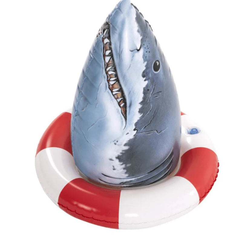 Lifeguard Tower Pool for Kids| Inflatable pool with Detachable Water Slide and Sprinkler | Landing Cushion and Floating Shark Bop bag| 7.6ft X 6.6ft X 4.2 ft