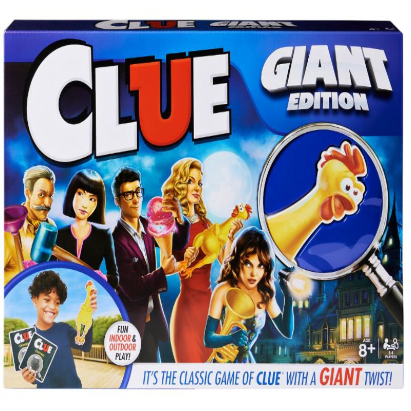 Spin Master Games, Clue Giant Edition, Family Game for Indoor & Outdoor Fun with Big Oversized Board, for Family and Kids, 2-4 Players, Ages 6 & Up