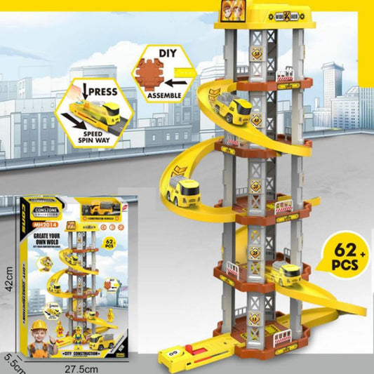 DIY Assembly Railway Construction Toys for Boys Big Size Toy Car Slot Toys Parking Lot