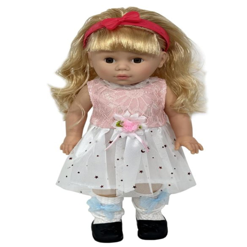 Cufan 9399C Blow Mold Body Doll with Sound and Dress, 40 cm Size