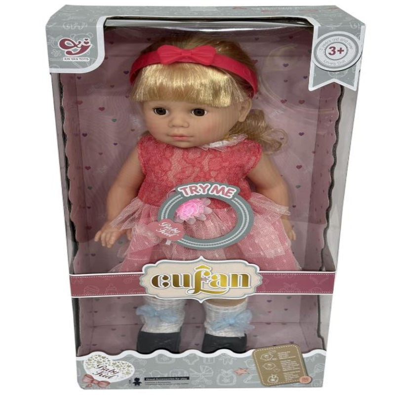 Cufan 9399C Blow Mold Body Doll with Sound and Dress, 40 cm Size