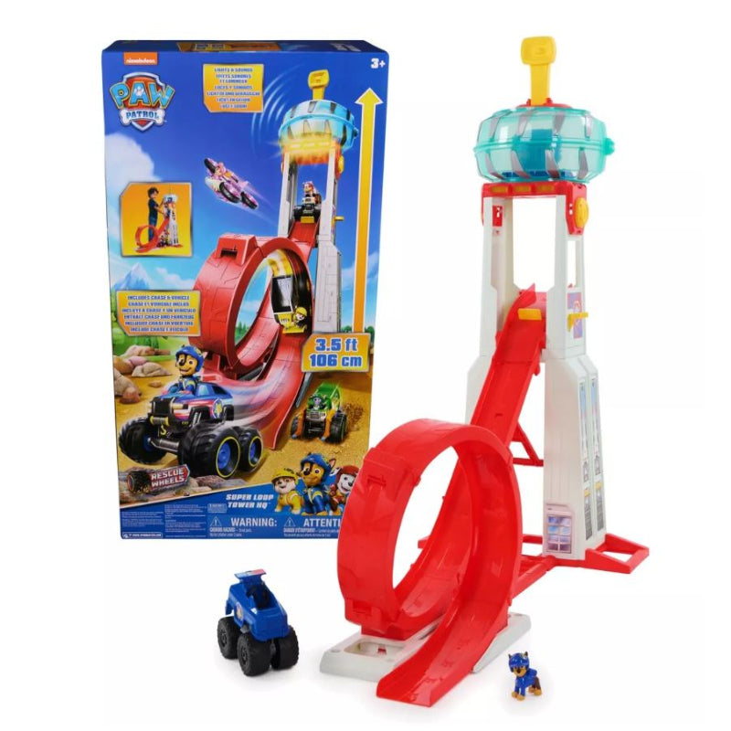 PAW Patrol Rescue Wheels Tower: Lookout Playset with Chase Figure, Police Car, Battery-Powered, for Kids Ages 3 and Up