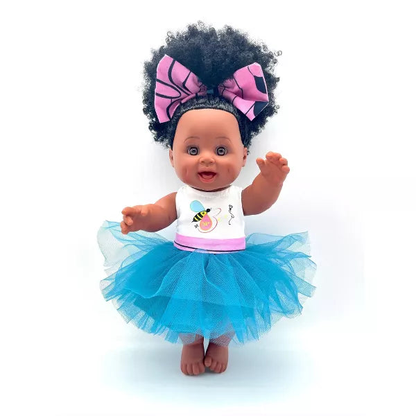 Orijin Bees Positively Puffy 12" Baby Bee Doll - Black Hair with Brown Eyes