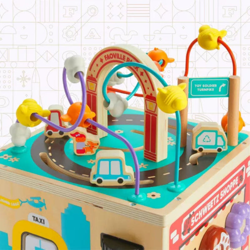 FAO Schwarz Busy City Wooden Activity Cube