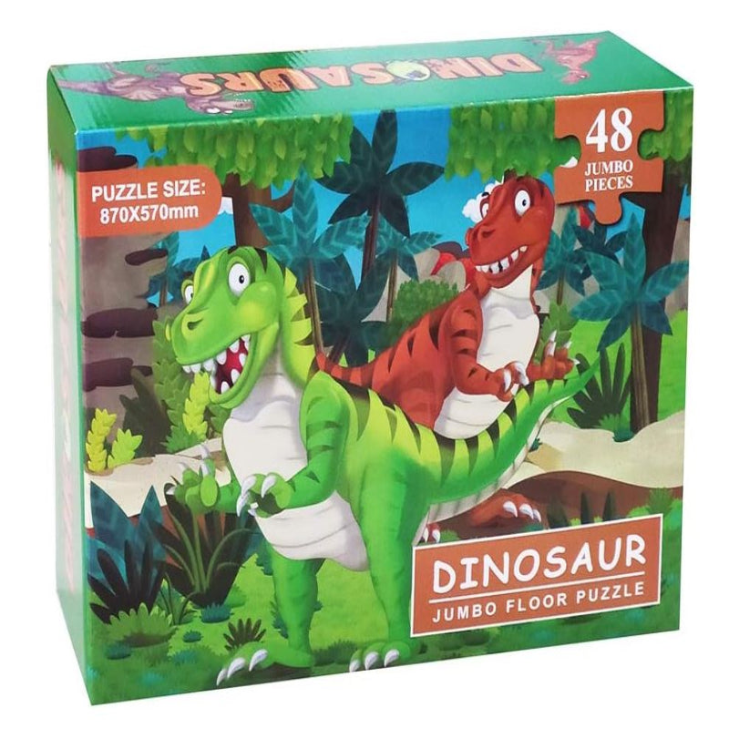 Jumbo Jigsaw Floor Puzzle Educational Toy, Easy-Clean Surface, Promotes Hand-Eye Coordination, Extra-Thick Cardboard Construction, 48 Pieces, 34.3" x 22.4" Dinosaur Jurassic