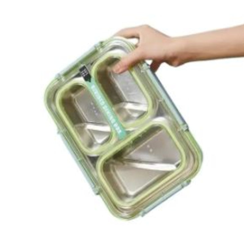 Leakproof Stainless Steel Bento Lunch Box with 3 Compartments for Kids and Adult