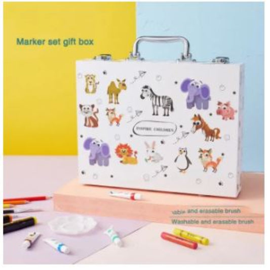 50 pcs Suitcase Drawing kit Children Art Set Watercolor Markers Crayons Art Painting Tools For Boys Girls Gifts