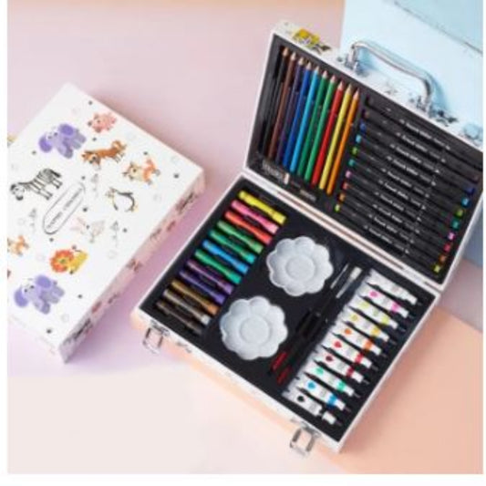 50 pcs Suitcase Drawing kit Children Art Set Watercolor Markers Crayons Art Painting Tools For Boys Girls Gifts