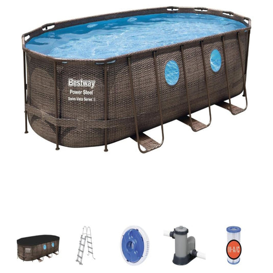 Bestway Power Steel Swim Vista Series Pools-Oval, Multicolor, 1056716GBX21