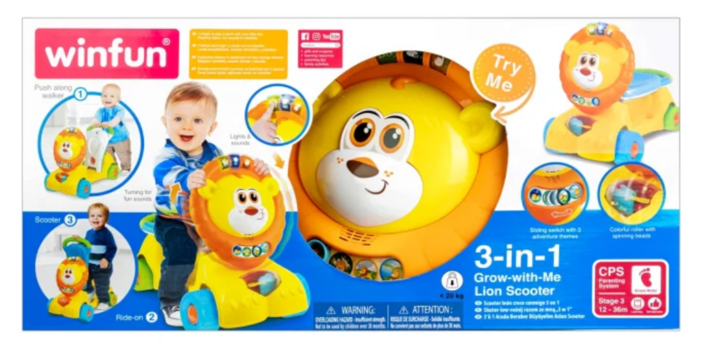 Winfun 3-in-1 Grow-with-Me Lion Scooter