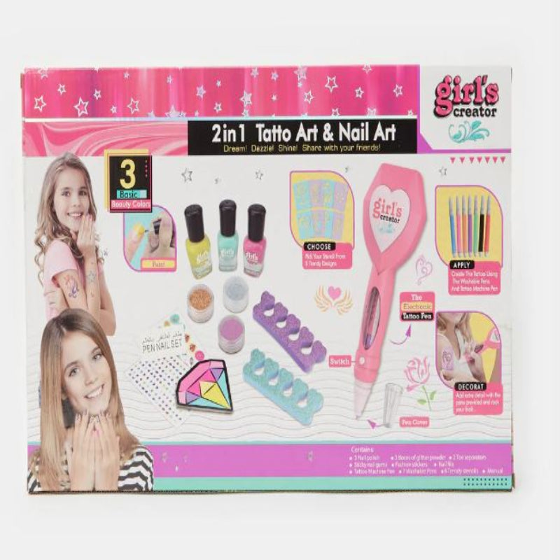 Girl's Creator 2 In 1 Tattoo Art & Nail Art