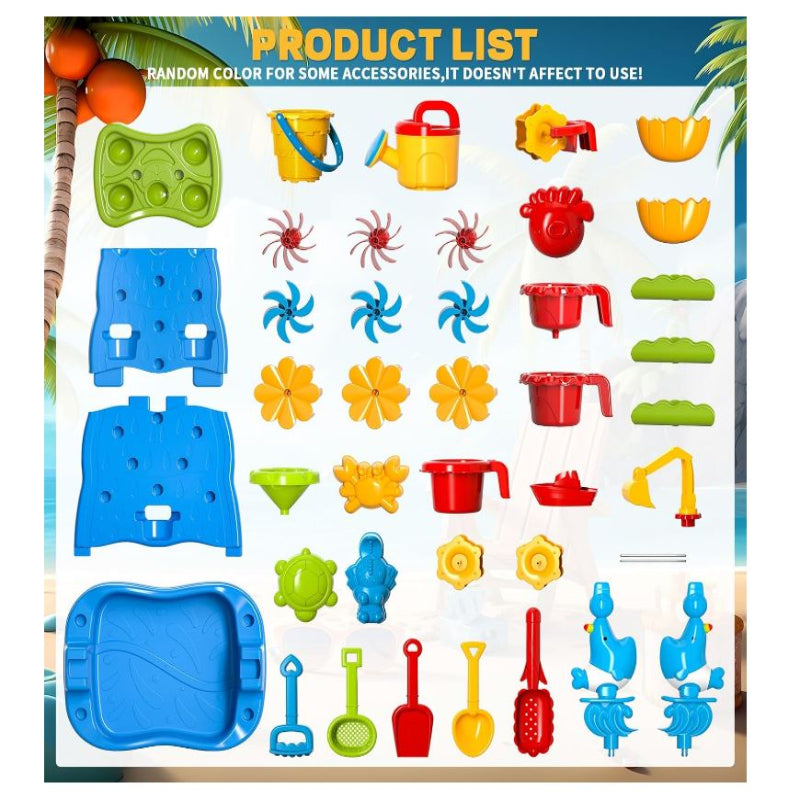 Toddlers Water Table Waterfall-like Wall - Double-Sided Water Sand Table for Kids, 32 PCS Outdoor Toys for Toddlers Age 3-8, Activity Sensory Table Summer Toys for Boys Girls Ages 4-8