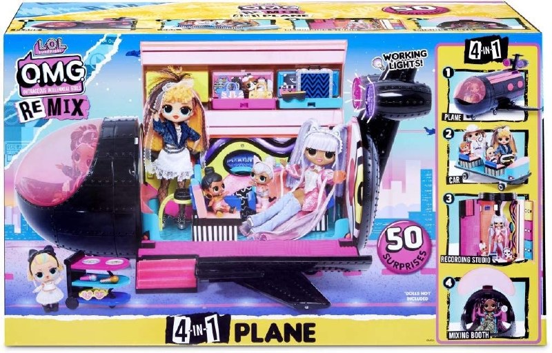 LOL Surprise OMG Remix 4-in-1 Plane Playset Transforms with 50 Surprises Jet