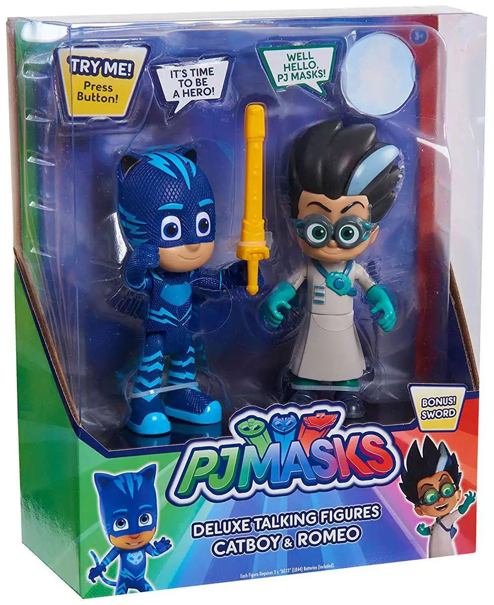 NEW Disney PJ Masks Catboy & Romeo Deluxe Talking Action Figure 2-Pack